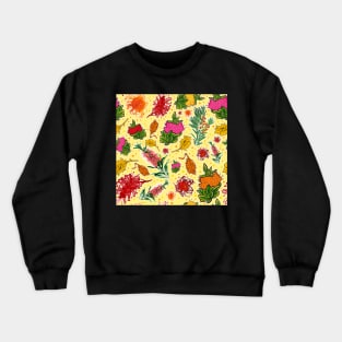 Bright Australian Native Flowers on Yellow Crewneck Sweatshirt